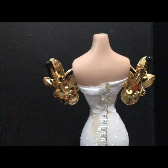 Lg Striking Vtg Holiday Clip Rhinestone Earrings - Picture 8 of 9